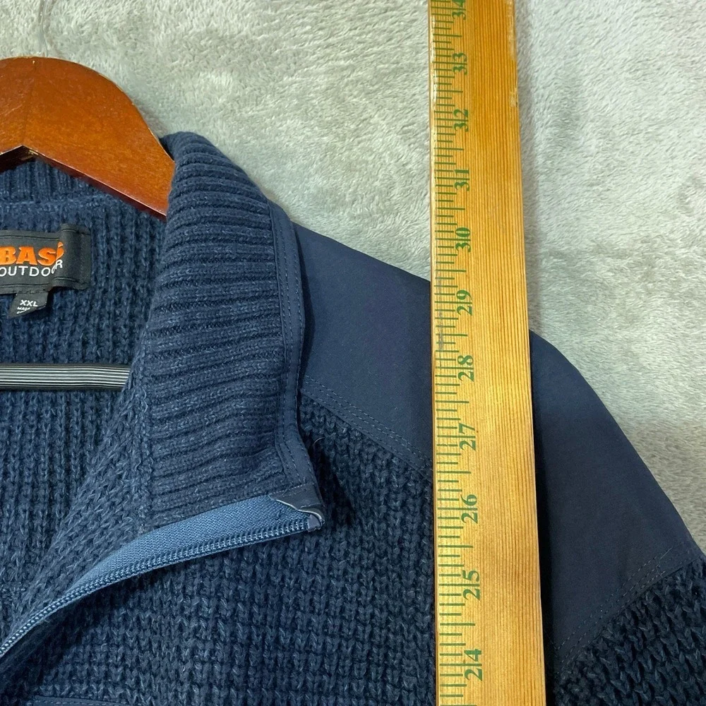 NWT Bass Outdoor Mixed Sweater Men's XXL Blue Cotton Quarter Zip